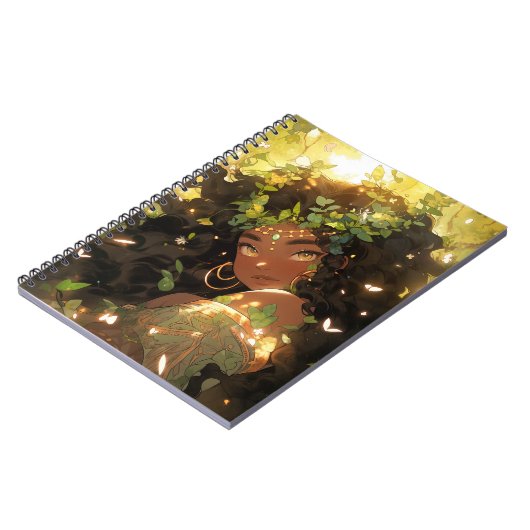 Natuur Godin Afro-Amerikaanse Fantasy Art Notitieboek (Linkerzijde)