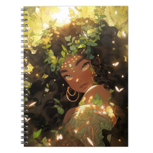 Natuur Godin Afro-Amerikaanse Fantasy Art Notitieboek