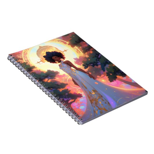 Natuur Godin Afro-Amerikaanse Fantasy Art Notitieboek (Rechterzijde)