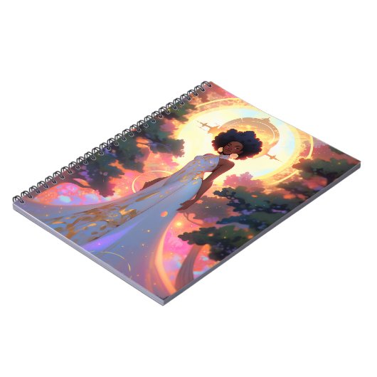 Natuur Godin Afro-Amerikaanse Fantasy Art Notitieboek (Linkerzijde)