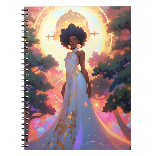 Natuur Godin Afro-Amerikaanse Fantasy Art Notitieboek (Voorkant)
