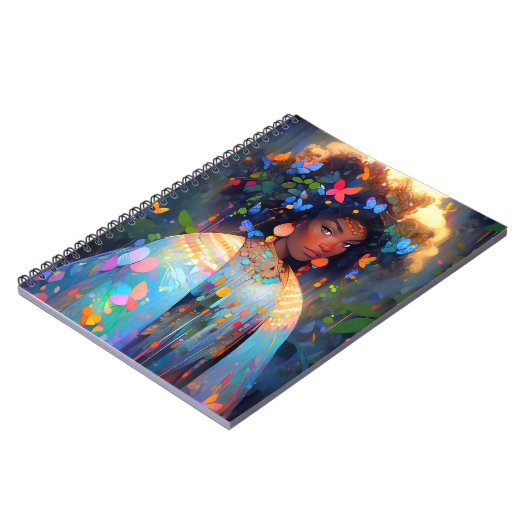 Natuur Godin Afro-Amerikaanse Fantasy Art Notitieboek (Linkerzijde)