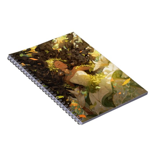 Natuur Godin Afro-Amerikaanse Fantasy Art Notitieboek (Rechterzijde)