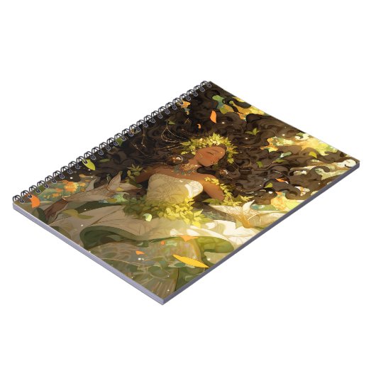 Natuur Godin Afro-Amerikaanse Fantasy Art Notitieboek (Linkerzijde)