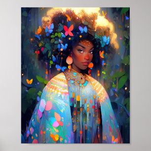 Natuur Godin Afro-Amerikaanse Fantasy Art Poster