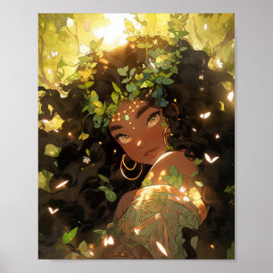 Natuur Godin Afro-Amerikaanse Fantasy Art Poster
