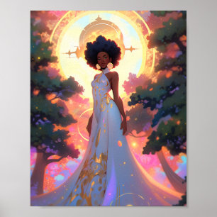 Natuur Godin Afro-Amerikaanse Fantasy Art Poster