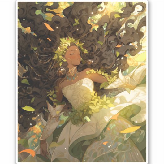 Natuur Godin Afro-Amerikaanse Fantasy Art Sticker (Voorkant)