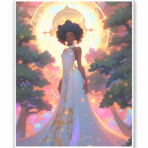 Natuur Godin Afro-Amerikaanse Fantasy Art Sticker