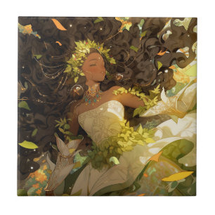 Natuur Godin Afro-Amerikaanse Fantasy Art Tegeltje