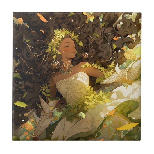 Natuur Godin Afro-Amerikaanse Fantasy Art Tegeltje (Voorkant)