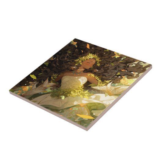 Natuur Godin Afro-Amerikaanse Fantasy Art Tegeltje (Zijkant)