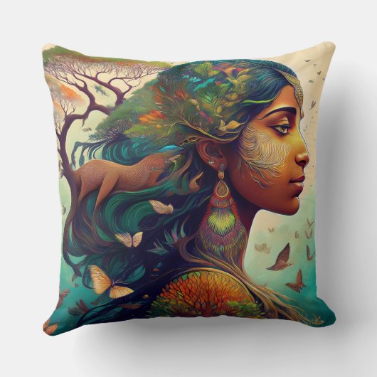 Natuur Godin Kunst Kussen (Achterkant)