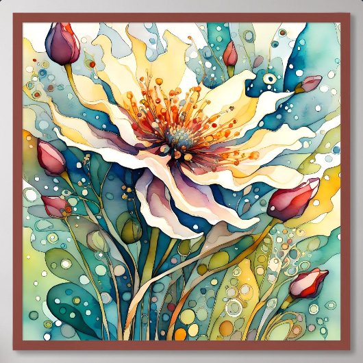 Natuur Grace in Abstracte Captivate Flower Paintin Poster
