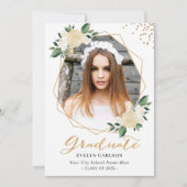 Natuur Green Gold Floral Foto Graduation Party Kaart (Voorkant)