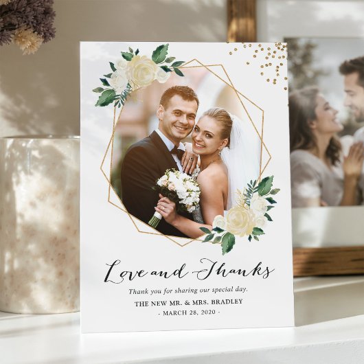 Natuur Greenery Floral Wedding Foto Dank je Bedankkaart