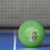 Natuur Greenery Waterverf Floral Bird Lila Bloom Pingpongbal (Net)