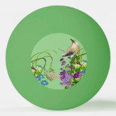 Natuur Greenery Waterverf Floral Bird Lila Bloom Pingpongbal (Achterkant)