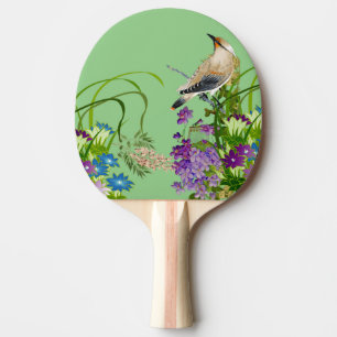 Natuur Greenery Waterverf Floral Bird Lila Bloom Tafeltennisbatje