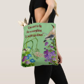 Natuur Greenery Waterverf Floral Bird Monogram Tote Bag (Dichtbij)