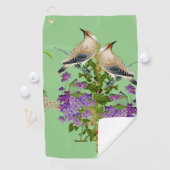 Natuur Greenery Waterverf Tortelduifjes Lila Bloom Golfhanddoek (Insitu)