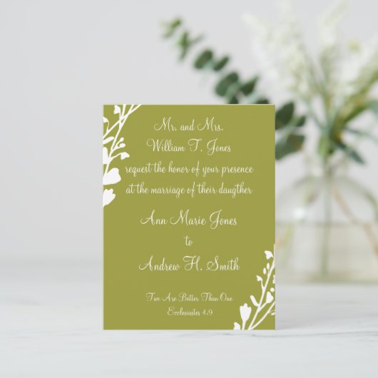 Natuur Groen en Blauw voor Christelijke bruiloft Uitnodiging Briefkaart (Staand voorkant)