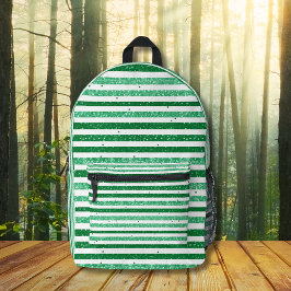 Natuur groen wit horizontale glitter strepen bedrukte rugzak