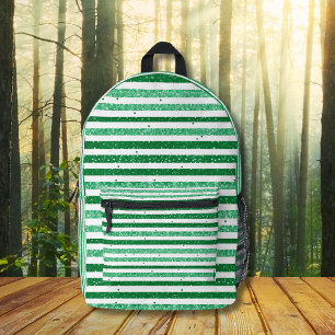 Natuur groen wit horizontale glitter strepen bedrukte rugzak