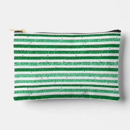Natuur groen wit horizontale glitter strepen etui