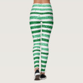 Natuur Groen Wit Horizontale Glitter Strepen Leggings (Achterkant)