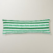 Natuur groen wit horizontale glitter strepen lichaamskussen (Achterkant)