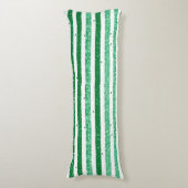 Natuur groen wit horizontale glitter strepen lichaamskussen (Voorkant Verticaal)