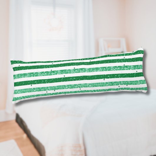 Natuur groen wit horizontale glitter strepen lichaamskussen