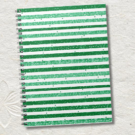 Natuur groen wit horizontale glitter strepen notitieboek
