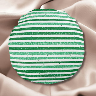 Natuur Groen Wit Horizontale Glitter Strepen Rond Kussen