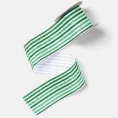 Natuur Groen Wit Horizontale Glitter Strepen Satijnen Lint (Achterkant)