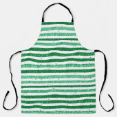 Natuur groen wit horizontale glitter strepen schort (Voorkant)