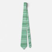 Natuur groen wit horizontale glitter strepen stropdas (Voorkant)