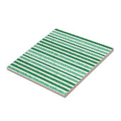 Natuur groen wit horizontale glitter strepen tegeltje (Zijkant)
