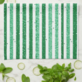 Natuur groen wit horizontale glitter strepen theedoek (Gevouwen)
