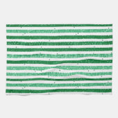 Natuur groen wit horizontale glitter strepen theedoek (Horizontaal)