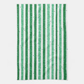 Natuur groen wit horizontale glitter strepen theedoek (Verticaal)