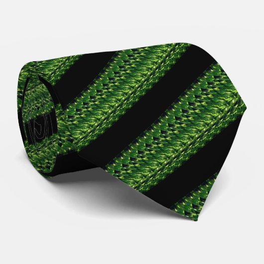 Natuur Groene en Zwarte Striped Mode Stropdas (Opgerold)