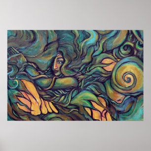 Natuur Groene Godin Schilderij Pagan Earth Poster