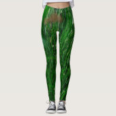 Natuur groene grasbladeren leggings (Voorkant)