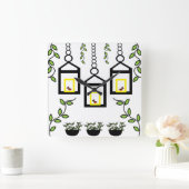 Natuur Groene Planten vogels Vierkante Klok (Huis)