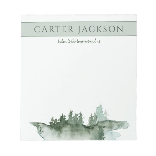 Natuur groene waterverf bomen notitieblok (Voorkant)