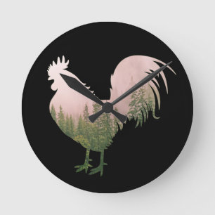 NATUUR HAAN KIP BOSSTIJL RONDE KLOK