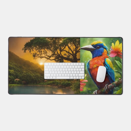 Natuur Harmony Desk Mat: Bird & Sunshine. Bureaumat (Keyboard & Muis)