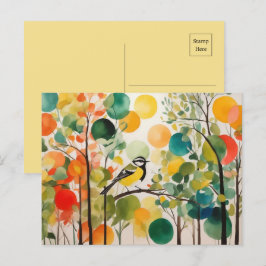 Natuur Harmony Waterverf Springtime Forest Bird Briefkaart